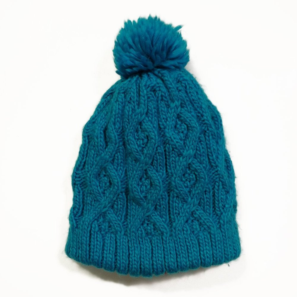 Fuzzy Knit Beanie Hat with Pom and Lining